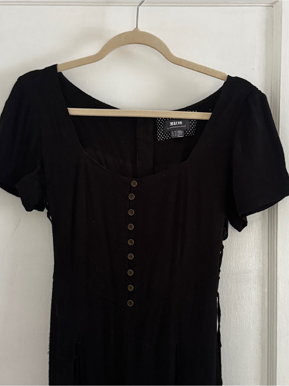 Maeve Black Short-Sleeve Button Front Jumpsuit
